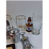 Image 4 : (7) Beer Glasses, (2) Beers Bottles, Molson Salt & Pepper Shakers, Coasters, Misc