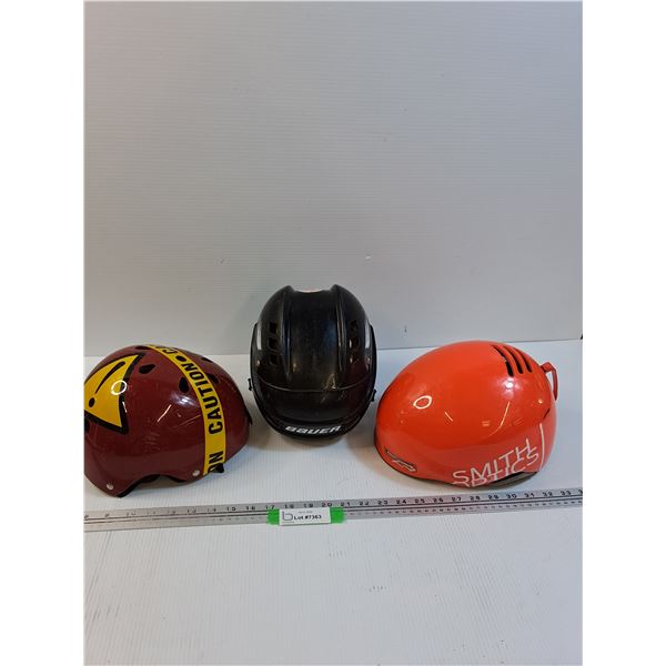 (3) Helmets: Hockey (Size Youth), (2) Skateboard (Size Medium)