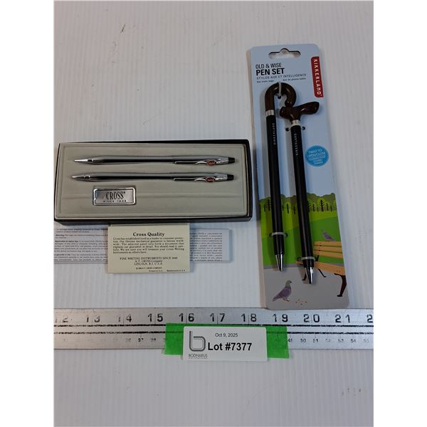 Cross Brand Peterbuilt Pen Set in Case & Kikkerland Cane Style Pen Set