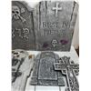 Image 2 : (7) Halloween Decor Styrofoam Tomb Stones, 3-Pack Skull Lawn Stakes - NIB -PICK UP ONLY