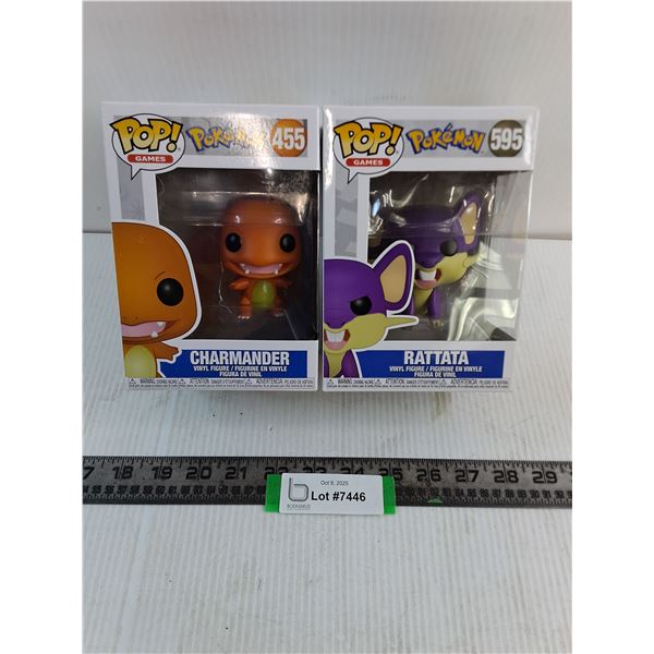 (2) Funko Pop Pokemon Charmander & Rattata