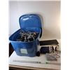 Image 1 : Storage Tote & Electronics- Keyboard, Headphones, Misc.- Untested - PICK UP ONLY