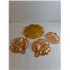 Image 2 : Vintage Jeanette Carnival Glass "Marigold Clover Leaf Candy Dish/ Bagley "Rose Leaf" Plate In Froste