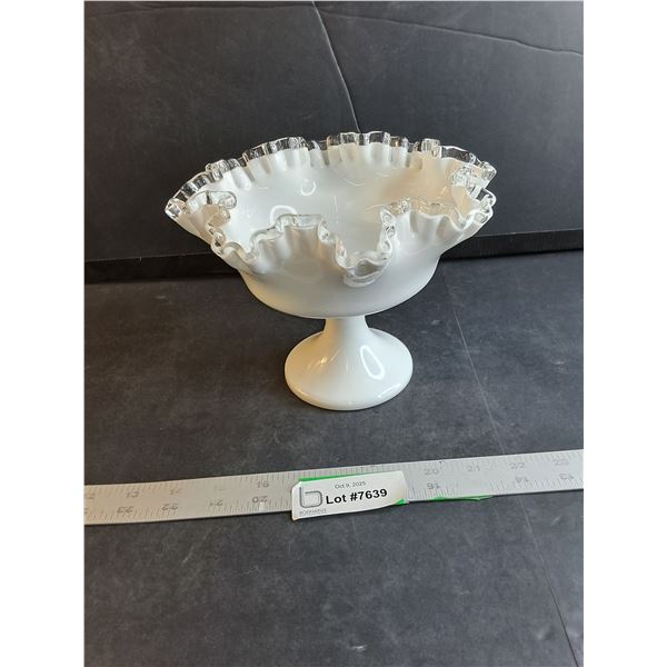 Vintage Silver Crest Milk Glass Compote