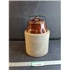 Image 1 : Vintage Two Tone Bail Wire Lidded Stoneware Crock