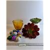 Image 1 : Potted Succulent (Artificial)/ Glass Basket With Easter Eggs