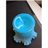 Image 3 : Vintage "Fenton" Blue Marble Hobnob Glass Footed Bowl (Ht is 5 3/4")
