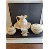 Image 1 : 4 Piece Set- Pitcher and Basin 15", Bird, Lidded Pots - PICK UP