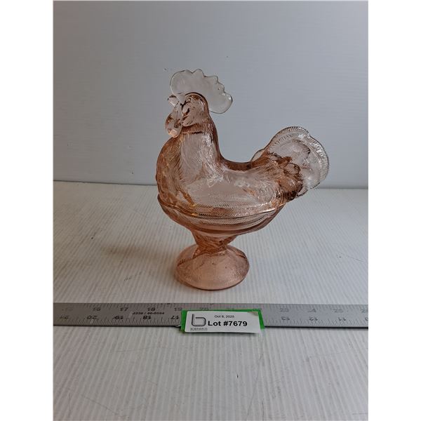 Glass Rooster On A Nest (8 1/2'" High)