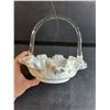 Image 2 : Fenton Silver Crest Spanish Lace Ruffled Basket  "Violets In The Snow"