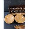Image 3 : Spice Rack, 6" Wooden Bowls