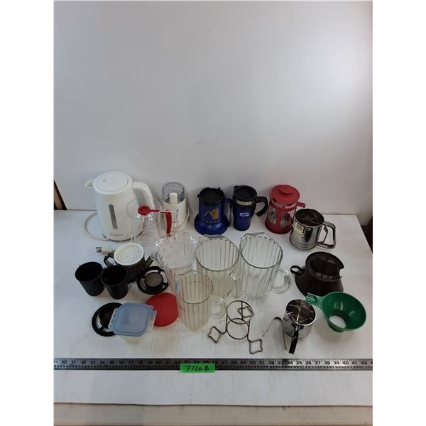 Toastmaster Kettle - Powers On, Salton Coffee Grinder - Tested, Pitchers, Travel Mugs, Misc.