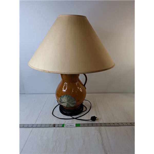 Earthenware Lamp with Shade- Powers On- As Is, May Need Bulb Replacement/Flashes 25" - PICK UP