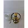 Image 2 : Brass Style Lamp with Glass Shade- Powers On, Has Bulb 14"
