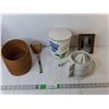 Image 1 : Willow Basket, Ceramic Cookie Jar, Juicer- As Is, Misc.