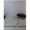 Image 1 : (4) Plastic Organizers & Metal Storage Tub
