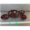 Image 1 : (4) Ruby Glass Bowls Up to 8"