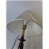 Image 2 : Brass Style Lamp with Fabric Shade and Bulb- Powers On 28" - PICK UP