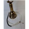 Image 2 : Brass Style Lamp with Fabric Shade & Bulb 28"- Working, But Requires Repair - PICK UP