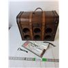 Image 1 : Wooden Suitcase Wine Rack 12.5" Tall & Corkscrews