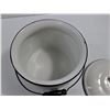 Image 2 : White Enamel Pot - ~ 9" Dia