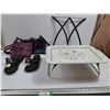 Image 1 : TV Tray, Aldo Shoes - Size Unknown, (2) Purses - PICK UP