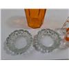 Image 2 : (6) Small Fruity Glasses, Orange Vase, (2) Glass Ashtrays