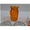 Image 4 : (6) Small Fruity Glasses, Orange Vase, (2) Glass Ashtrays