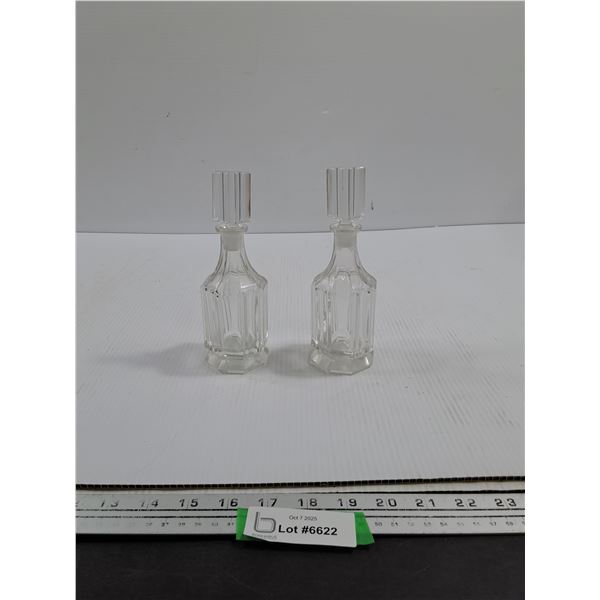 (2) Small Glass Vinaigrette Bottles