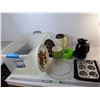 Image 1 : Plastic Tote- No Lid, Kitchen Items- Bowls, Pitcher, Microwave Turntable, Misc - PICK UP