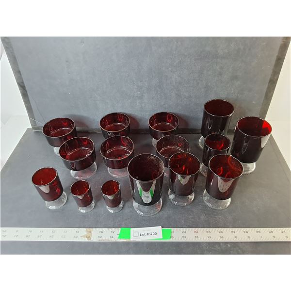 Lot of Ruby Red Glasses