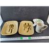 Image 1 : Galloway Canada Ceramic Bull Rushes Trays, Gravy Separator, Ceramic Mug