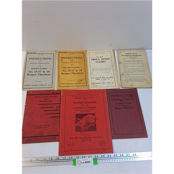(7) Massey Harris Service Booklets - Assorted