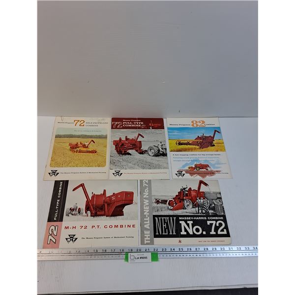 (5) Massey Harris Combine Brochures- Assorted