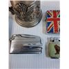 Image 3 : (5) Vintage Lighters: Rosons, Antique Pewter Stein Style w/Knight Motif, British Union Jack Flag