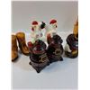 Image 2 : (8) Vintage Salt & Pepper Shaker Sets: Chickens, Boots, Corn, Stove, Caballeros, Poodles, Bench Coup