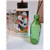 Image 2 : Wayne Gretzky Water Bottle, (6) Coca Cola Metal Signs, Vintage Glass Bottles & (4) Pop Glasses