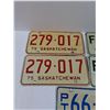 Image 2 : (2) Saskatchewan License Plates Sets - 1975 & 74, Trailer Plate - 1976
