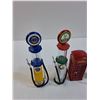 Image 2 : (3) HO Scale Gas Pump Figurines: Eagle, Ford, Chevy & British Telephone Booth Figurine