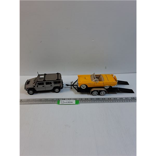 (3) Die Cast Models (1:24 Scale) - Hummer, Trailer & Thunderbird