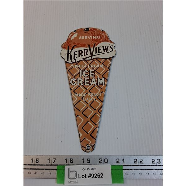 Enamel Metal Sign - KerrView's Ice Cream - 9" x 4"