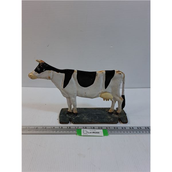 Vintage Cast Metal Cow Decor Painted - 13" x 8" x 3"