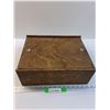 Image 1 : Vintage Wooden Sliding Door Storage Box - 14" x 12" x 5"