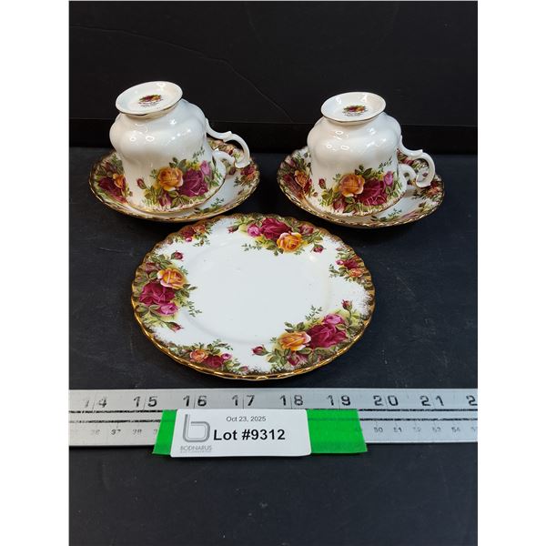 (2) Teacup Sets & Matching Dessert Plate: Royal Albert