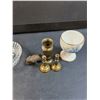 Image 4 : Ring Holder, Glass Rooster, Royal Chelsea Egg Cup, Brass Figurines