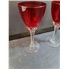 Image 2 : (2) Matching Crystal Red & Clear Wine Glasses
