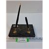 Image 1 : Marble Base Pen Holder for Desk - 8" x 5" x 5"