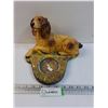 Image 1 : Irish Setter Dog Figurine w/ Pressed Glass Dish - 10" x 6" x 8" - Some Wear, Chips, as Pictured