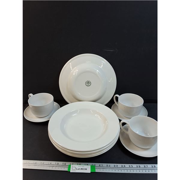 (6) Dudson Serving Plates, (3) Over-sized Coffee Mug Sets