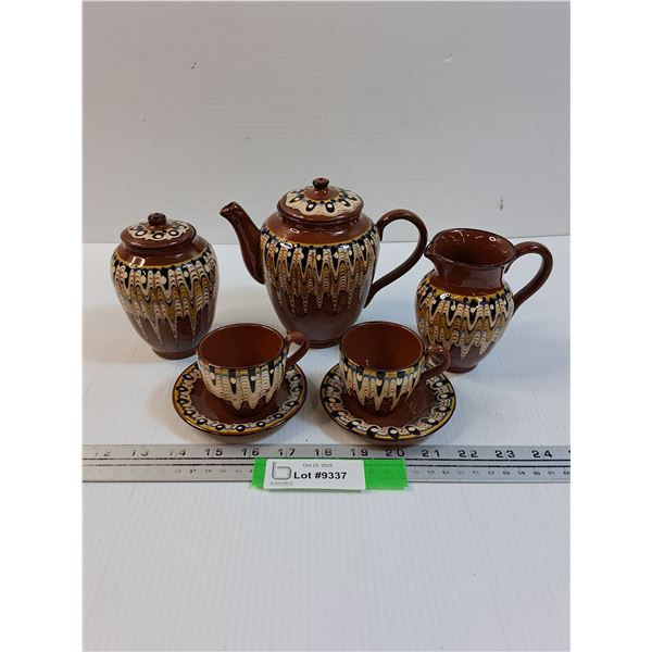 Bulgarian Troyan Pottery Tea Set - Has Chips